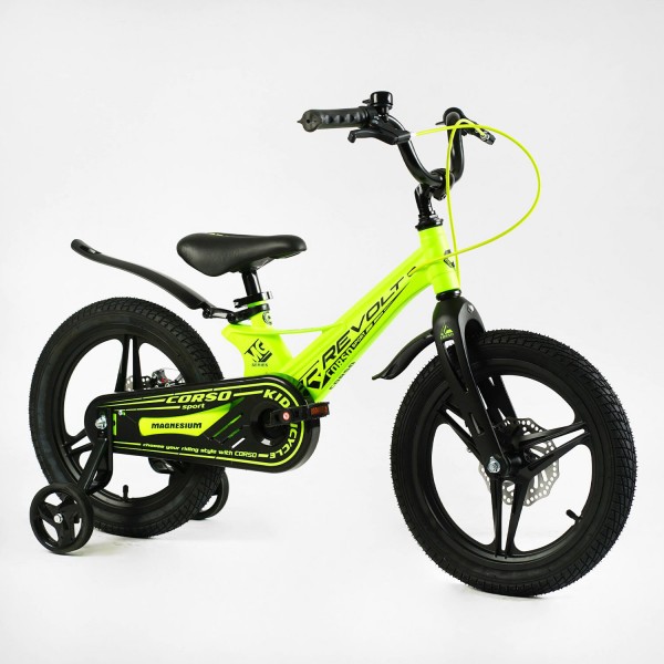 Велосипед з магнієвою рамою на 5-7 років 16" дюймів Corso REVOLT MG-16095 салатовий