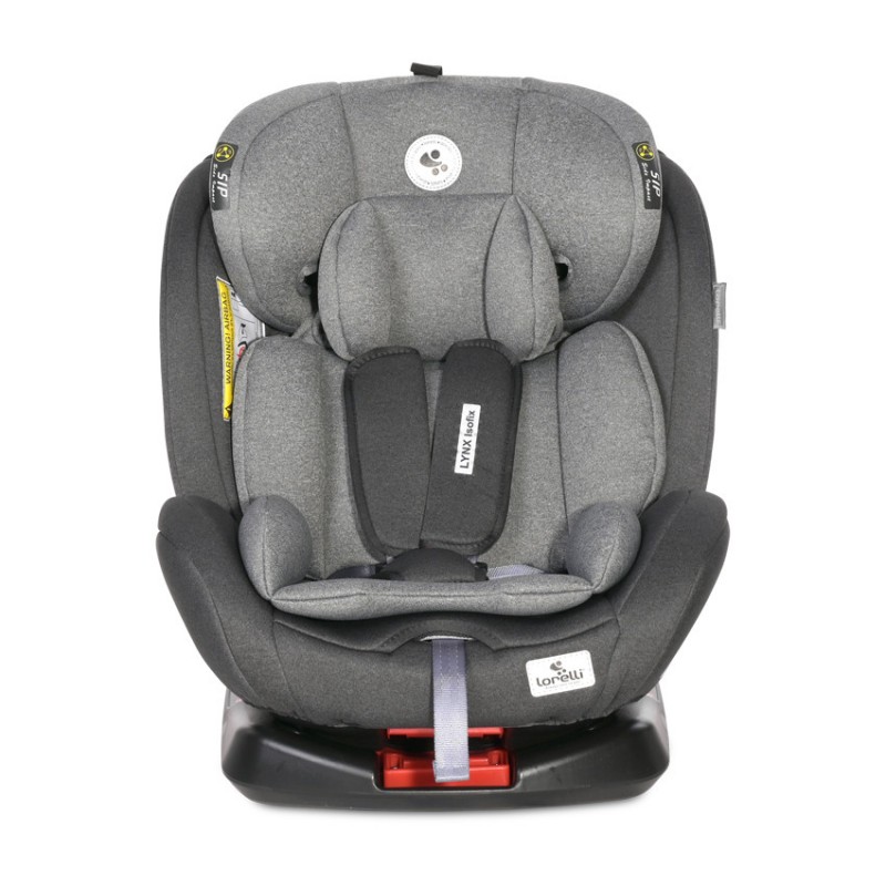 Поворотне автокрісло-ребордер Lynx Isofix 0-36 кг Black&Grey світло-сіре