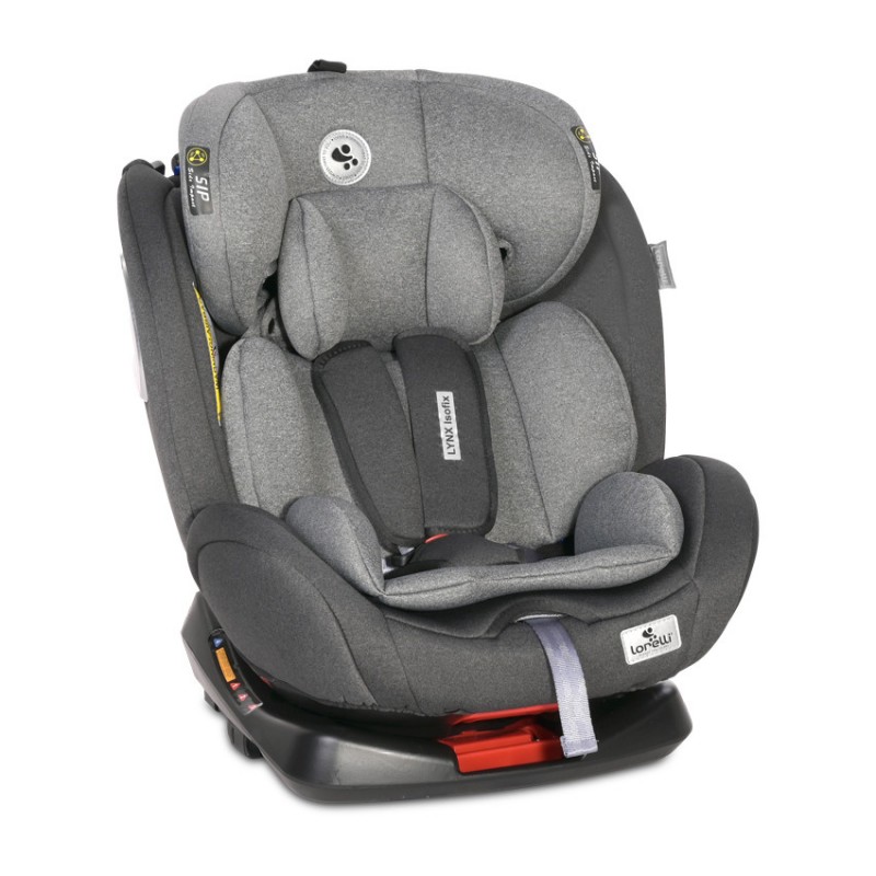 Поворотное автокресло-ребордер Lynx Isofix 0-36 кг Black&Grey светло-серое