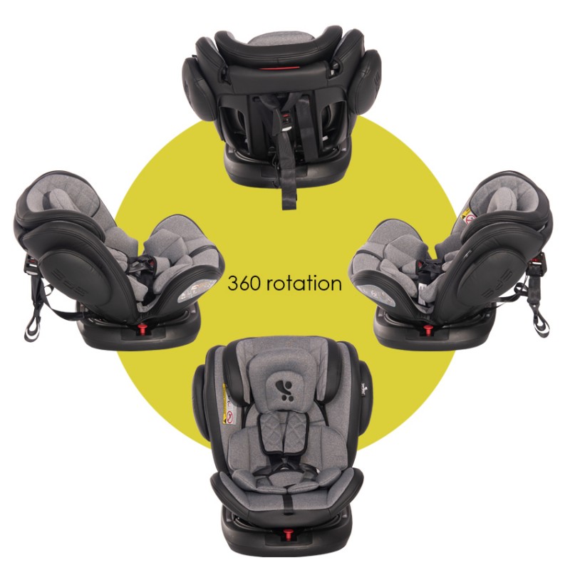 Автокрісло поворотне 0+/1/2/3 Lorelli Aviator Isofix Black&Dark Grey темно-сірий