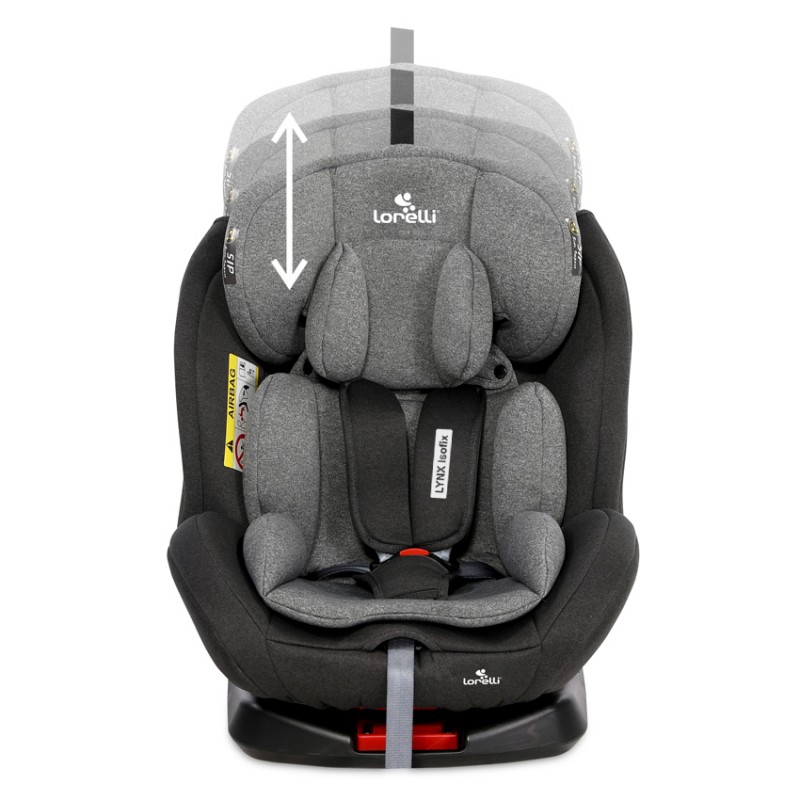 Поворотне автокрісло-ребордер Lynx Isofix 0-36 кг Black&Grey світло-сіре