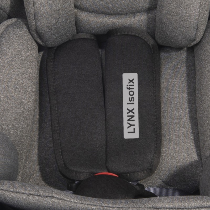 Поворотное автокресло-ребордер Lynx Isofix 0-36 кг Black&Grey светло-серое