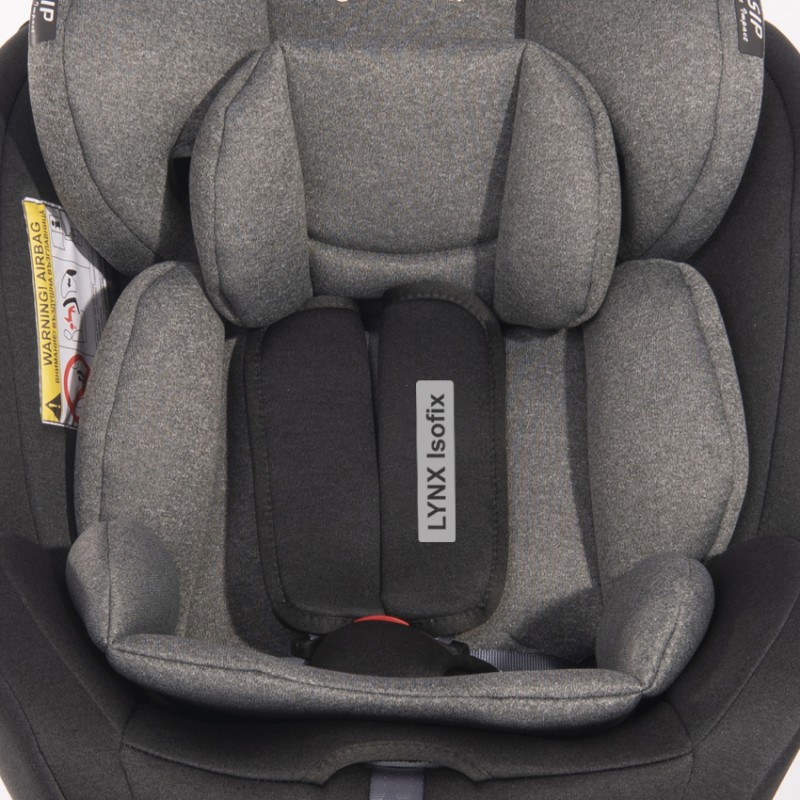 Поворотное автокресло-ребордер Lynx Isofix 0-36 кг Black Graphite темно-серое