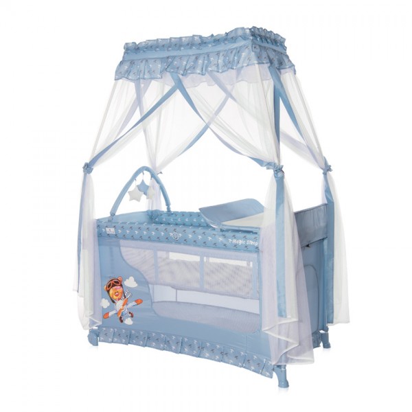 Ліжко - манеж дворівневий з балдахіном lorelli Magic Sleep Blue блакитний (10080482169)