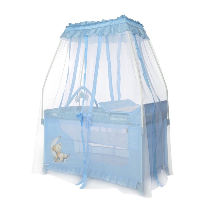 Кровать - манеж с балдахином Lorelli Magic Sleep Blue Moon Sleeping Bear