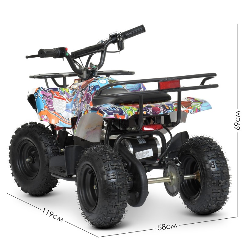 Електроквадроцикл дитячий 800W, швидкість до 22 км/год, HB-ATV800AS-BR графіті