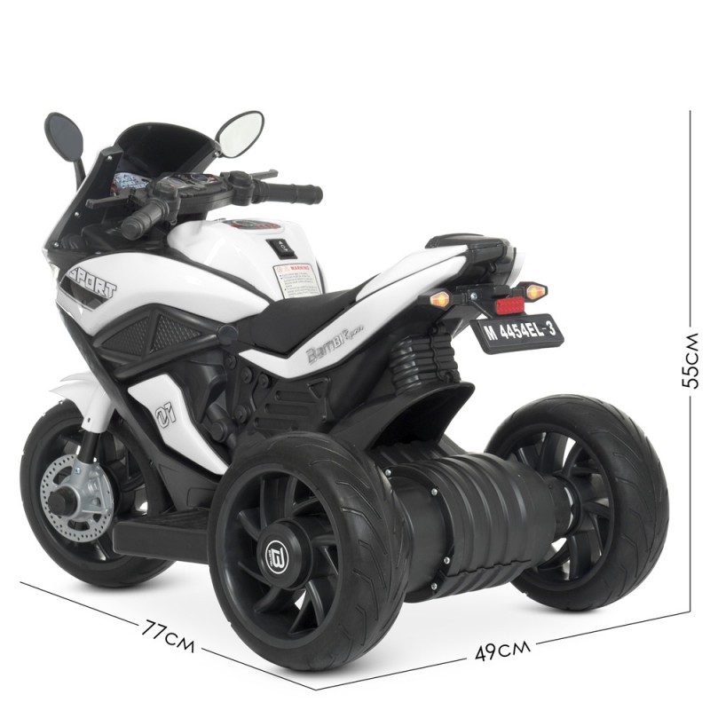 Дитячий триколісний електромотоцикл Bambi Racer M 4454EL-1 білий