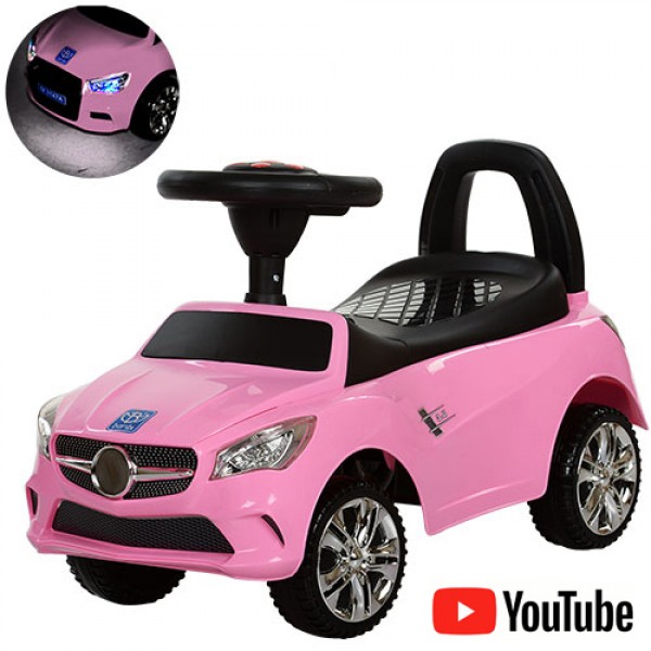 Каталка-толокар Mercedes с резиновыми колесами Bambi M 3147C-8 розового цвета