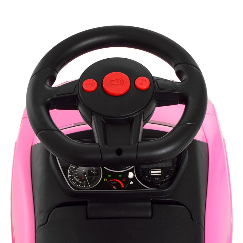 Каталка-толокар с магнитолой MP3 и родительской ручкой Bambi M 3503A(MP3)-8 розовый