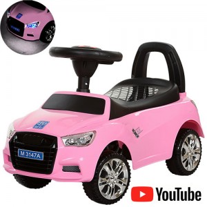 Машинка-толокар Audi с резиновыми колесами Bambi M 3147A-8 розового цвета