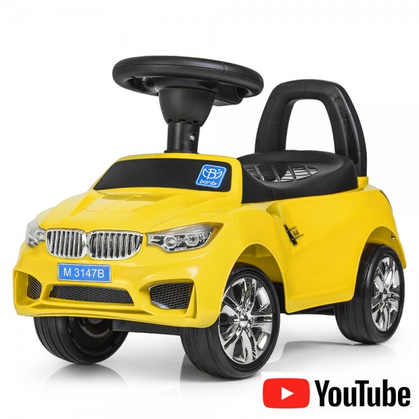 Каталка-толокар BMW с резиновыми колесами Bambi M 3147B-6 желтого цвета