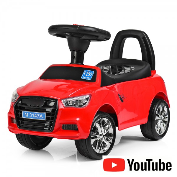Машинка-толокар Audi с резиновыми колесами Bambi M 3147A-3 красного цвета