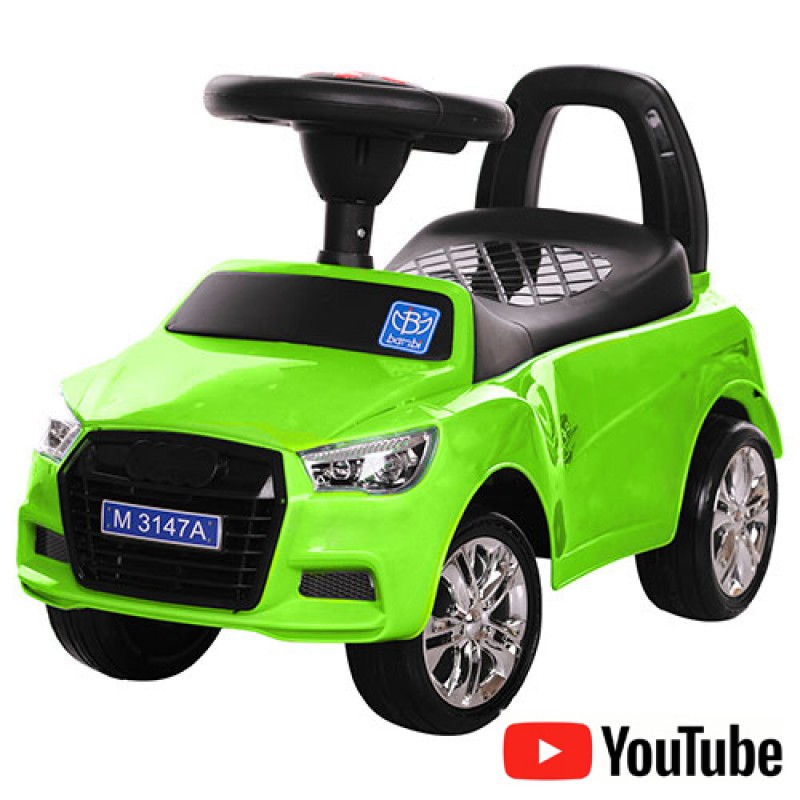 Машинка-толокар Audi с резиновыми колесами Bambi M 3147A-5 зеленого цвета