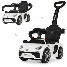 Електромобіль-толокар з батьківською ручкою в стилі Lamborghini Bamb M 3591L-1 білий