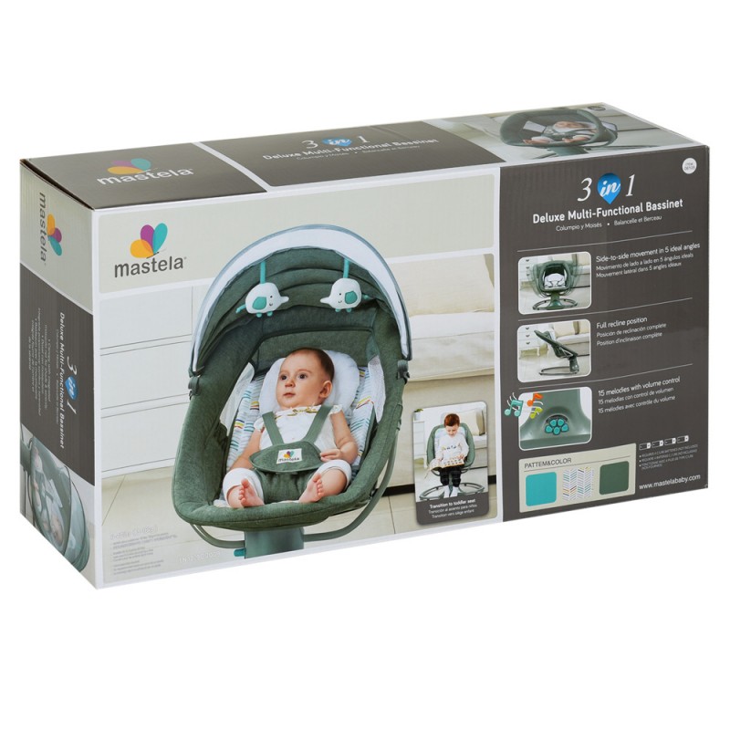 Детский укачивающий центр для младенцев Mastela deluxe 8105 темно-серый с мятным