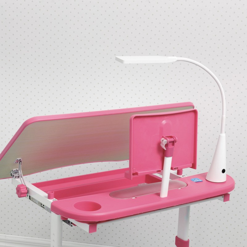 Дитяча парта BAMBI M 4428(W)-8 з регульованою висотою, LED-лампою та підставкою для книг, рожева