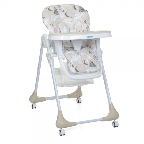 Стільчик для годування на колесах BAMBI M 3233 Mommy Bear Beige бежевий