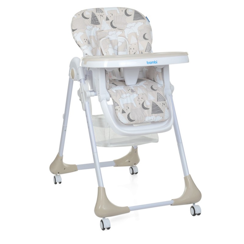 Стульчик для кормления на колесах BAMBI M 3233 Mommy Bear Beige бежевый